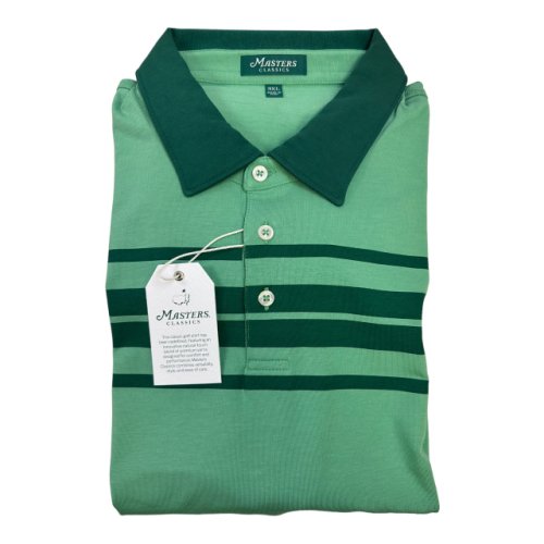 Masters Classics Light Green Polo with Dark Green Wide Stripes 