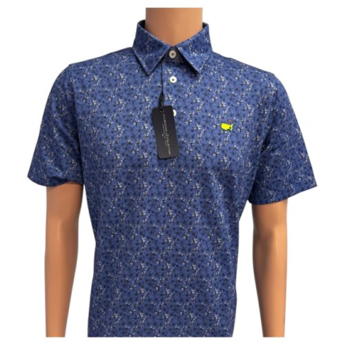 Masters Clubhouse Blue Polo with White and Navy Magnolias 