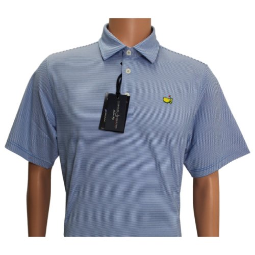 Masters Clubhouse Collection Cobalt and White Tight Stripe Polo 