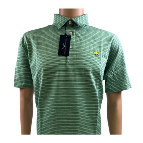 Masters Clubhouse Collection Cotton Jacquard Knit Greens Multi-Stripe Polo 