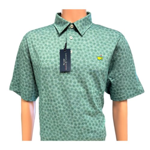 Masters Clubhouse Collection Green Magnolias Cotton Jacquard Polo Golf Shirt