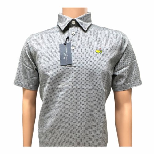 Masters Clubhouse Collection Grey with Black Polka Dots Cotton Jacquard Polo Golf Shirt 