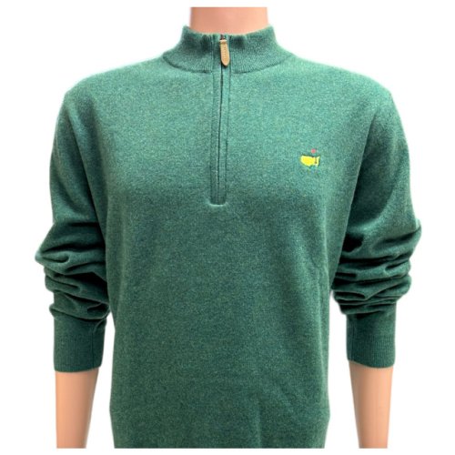Masters Clubhouse Collection Italian Cashmere Evergreen Half Zip Sweater 