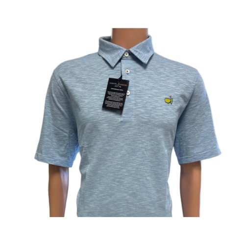 Masters Clubhouse Collection Light Blue Heather Cotton Blend Performance Polo Golf Shirt