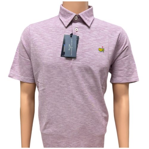 Masters Clubhouse Collection Merlot Heather Cotton Blend Performance Polo Golf Shirt 