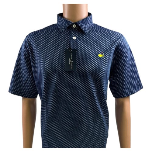 Masters Clubhouse Collection Navy and Light Blue Diamond Pattern Jacquard Knit Polo 