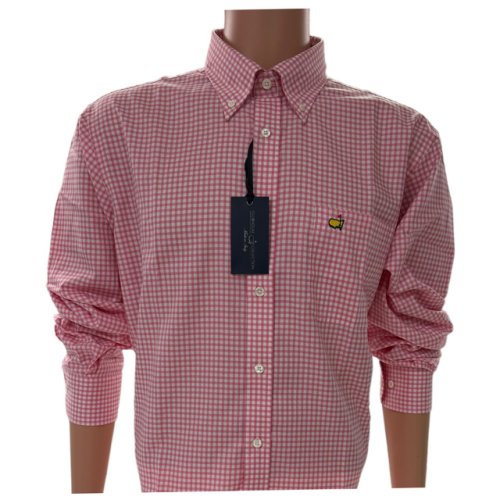 Masters Clubhouse Collection Pink and White Gingham Dress Shirt 