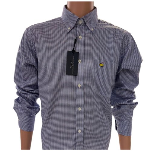 Masters Clubhouse Collection Purple and Blue Check Dress Shirt 