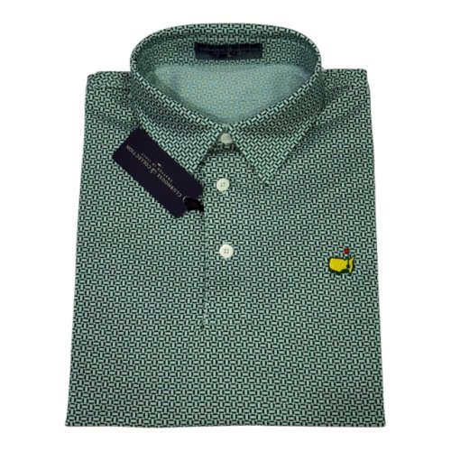 Masters Clubhouse Green Geometric Polo 