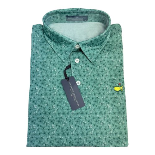 Masters Clubhouse Green Polo with Dark Green and White Flowers 