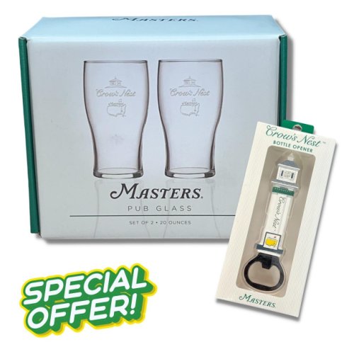 Masters Crow's Nest Beverage Gift Bundle with Pub Glasses and Bottle Opener 