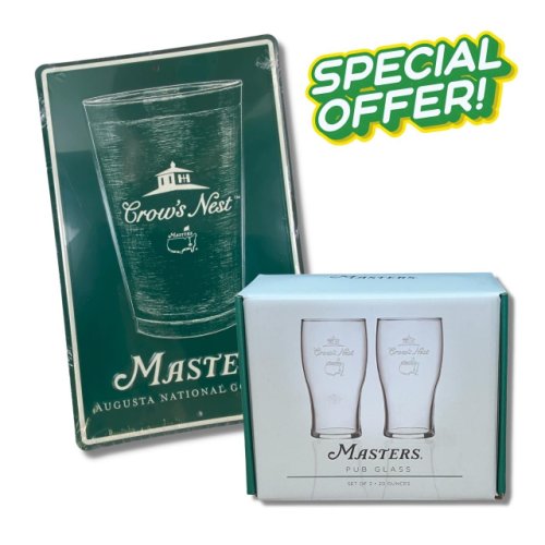 Masters Crow's Nest D?cor Gift Bundle with Pub Glasses and Metal Pub Sign 