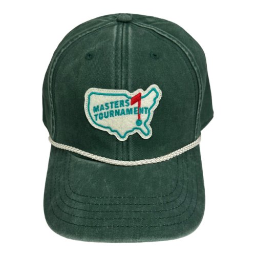 Masters Dark Green Retro Map Patch Vintage Washed Cotton Rope Hat 