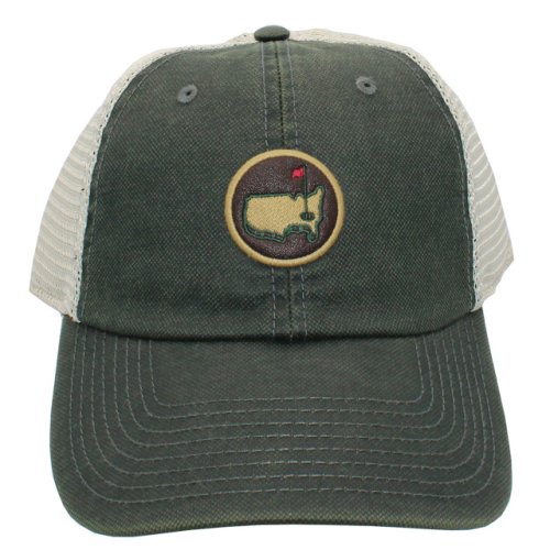 Masters Dark Green Weathered Coated Cotton Mesh Back Hat with Mixed Media Vintage Logo