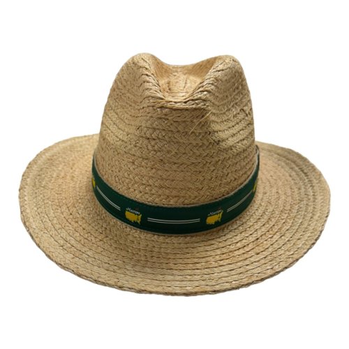 Masters Dorfman Pacific Straw Hat with Woven Masters Logo and White Stripes Pattern Green Band (2 Sizes) 