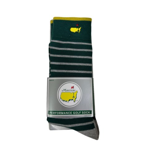 Masters FootJoy Men's Performance Dk Green, Grey and Yellow Stripe Golf Socks 