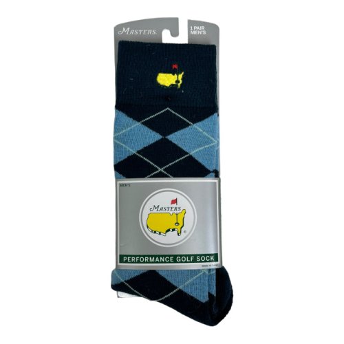 Masters FootJoy Men's Performance Golf Socks with Navy and Light Blue Argyle Pattern 