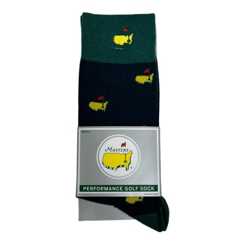 Masters FootJoy Men's Performance Navy and Green Golf Socks with Staggered Logo Pattern 