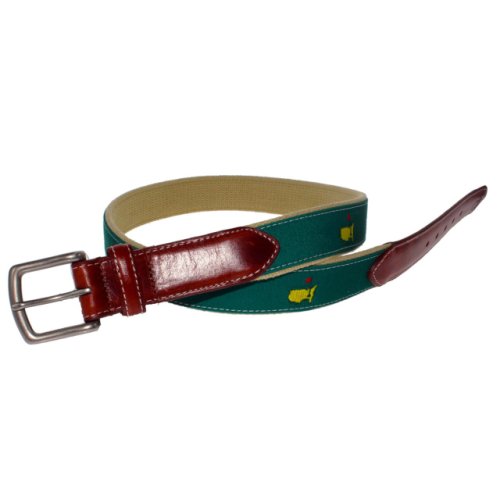 Masters Green and Khaki Belt with Brown Leather 