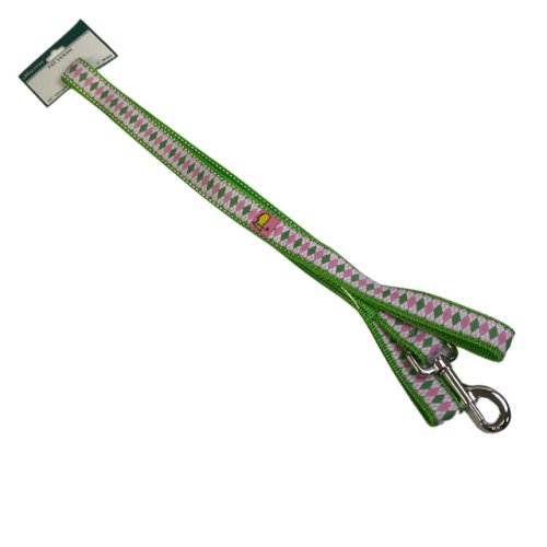 Masters Green and Pink Argyle Dog Leash 