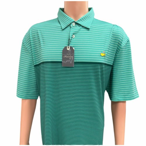 Masters Green Performance Tech Polo with Green Stripes 