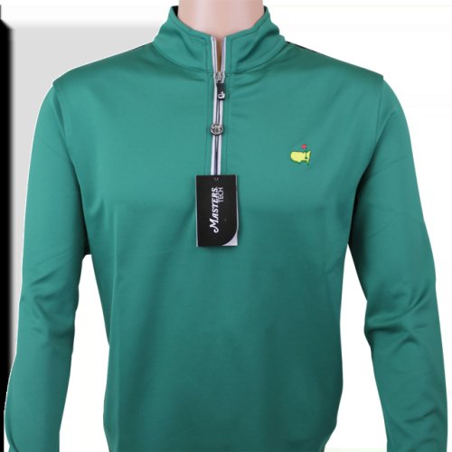 Masters Green Tech Quarter Zip Pullover with Navy Accents 