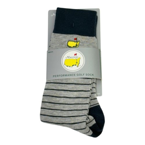Masters Grey Performance Golf Socks with Wide Navy Stripes 