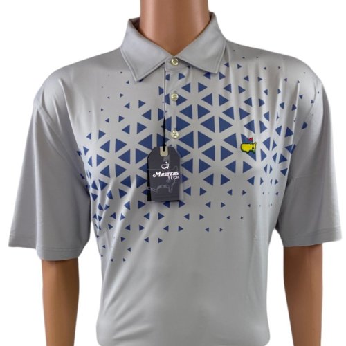 Masters Grey Performance Tech Polo with Blue Triangle Design 