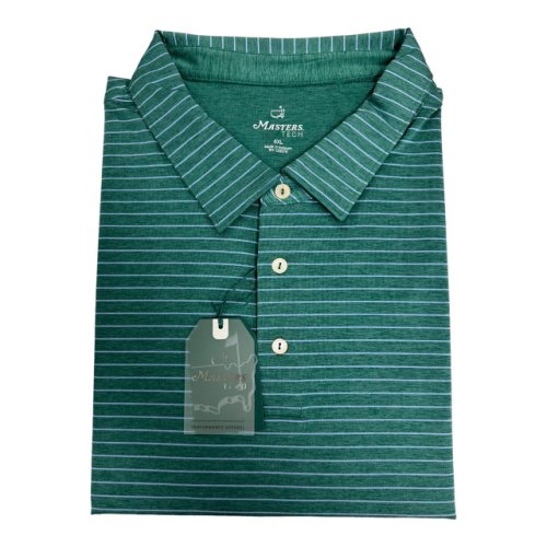 Masters Heathered Green with Thin Blue Stripe Performance Tech Polo 