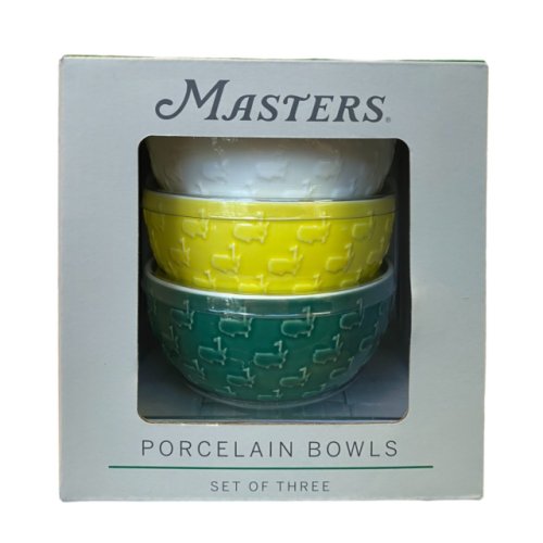 Masters Home Collection 4-inch Green, Yellow and White Porcelain Bowls - Set of Three 