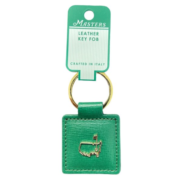 Masters Italian Leather Green Key Fob with Gold Logo 