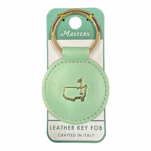 Masters Italian Leather Mint Green Round Key Fob 