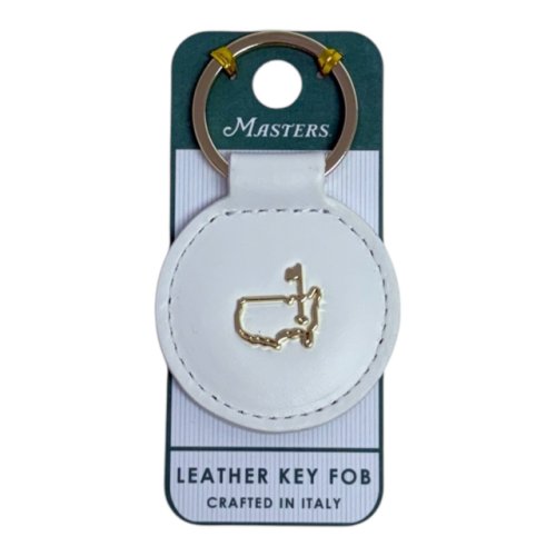 Masters Italian Leather White Round Key Fob 