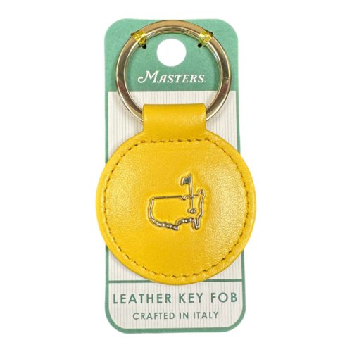 Masters Italian Leather Yellow Round Key Fob 
