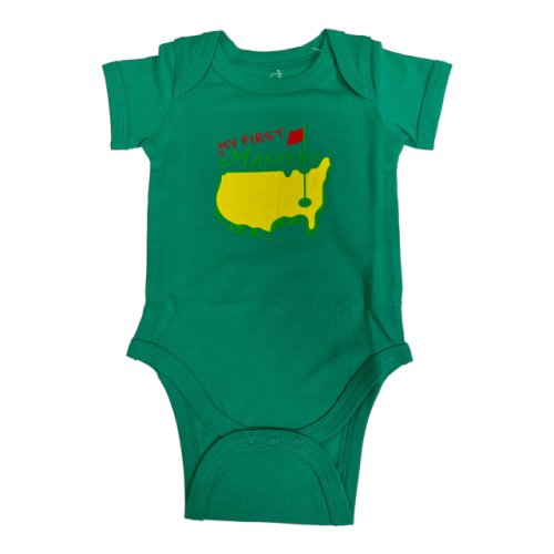 Masters Kids Infant "My First Masters" Green Short Sleeve Polo Onesie 