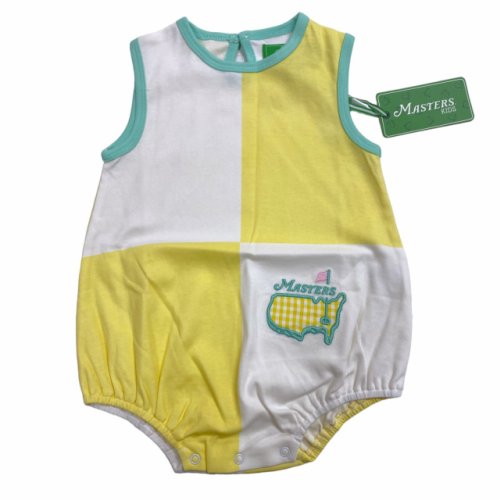 Masters Kids Infant Yellow and White Colorblock Cotton Onesie with Gingham Check Logo 