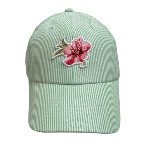 Masters Kids Youth Light Green and White Candy Stripe Cotton Hat with Azalea Embroidered Patch 