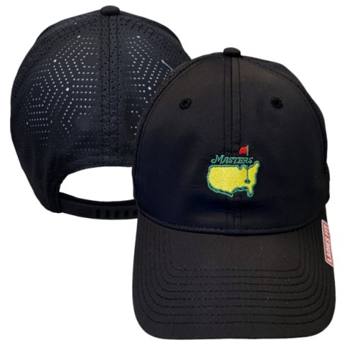 Masters Ladies Fit Black Performance Tech Hat with Perforated Pattern Back 