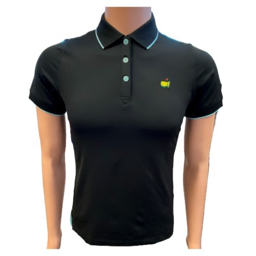 Masters Ladies Magnolia Lane Performance Tech Polo - Black with Turquoise Accents 