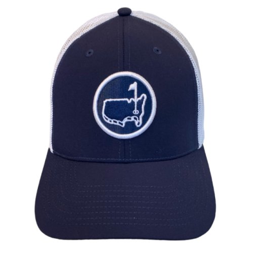 Masters Ladies Navy Blue Performance Tech Mesh Back Hat with White Embroidery Circle Logo 