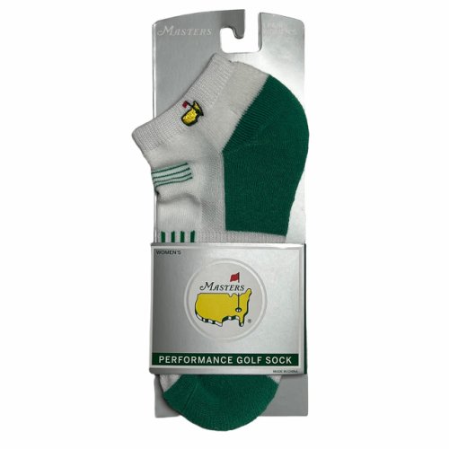 Masters Ladies White and Green Performance Ankle Golf Socks 