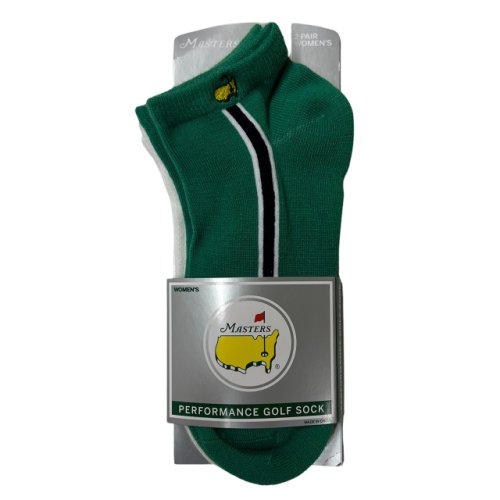 Masters Ladies White and Green Striped Ankle Socks 