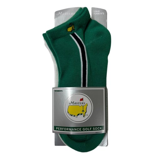 Masters Ladies White and Green Striped Ankle Socks (pre-order) 