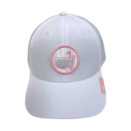 Masters Ladies White Performance Tech Mesh Back Hat with Pink Circle Logo 