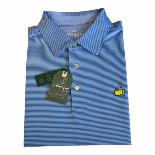 Masters Light Blue Striped Performance Polo () 