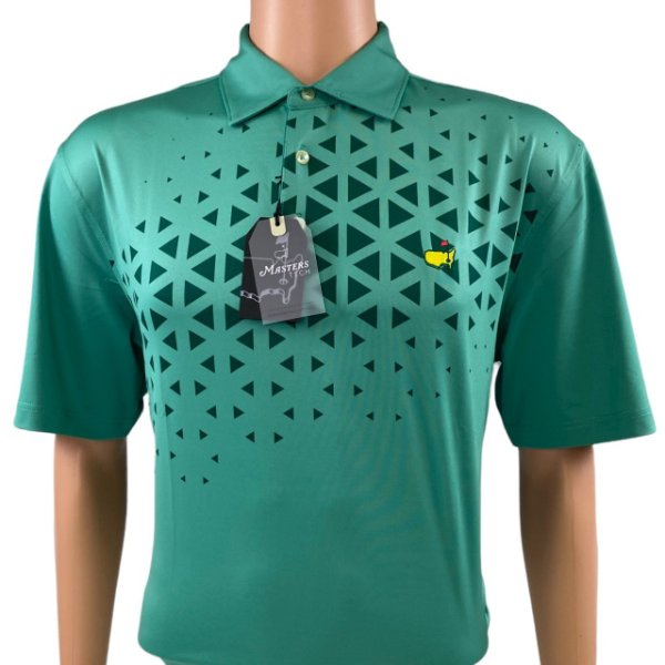 Masters Light Green Performance Tech Polo with Dark Green Triangle Design 