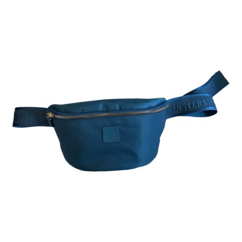 Masters Made in Italy Blue Nylon Adjustable Belt Bag Fanny Pack with Gold Accents 