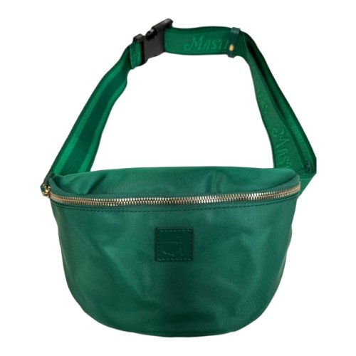 Masters Made in Italy Green Nylon Adjustable Belt Bag Fanny Pack with Gold Accents 