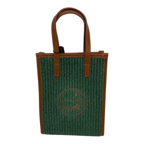 Masters Made in Italy Green Straw Crossbody Shopper with Brown Leather Trim 