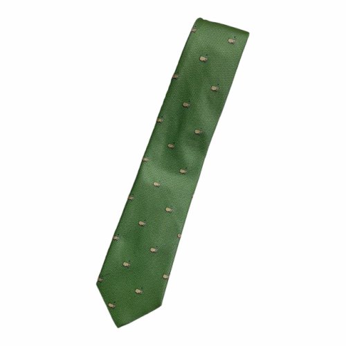Masters Made in Italy Light Green Silk Tie with Staggered Logo Pattern in Light Gold 
